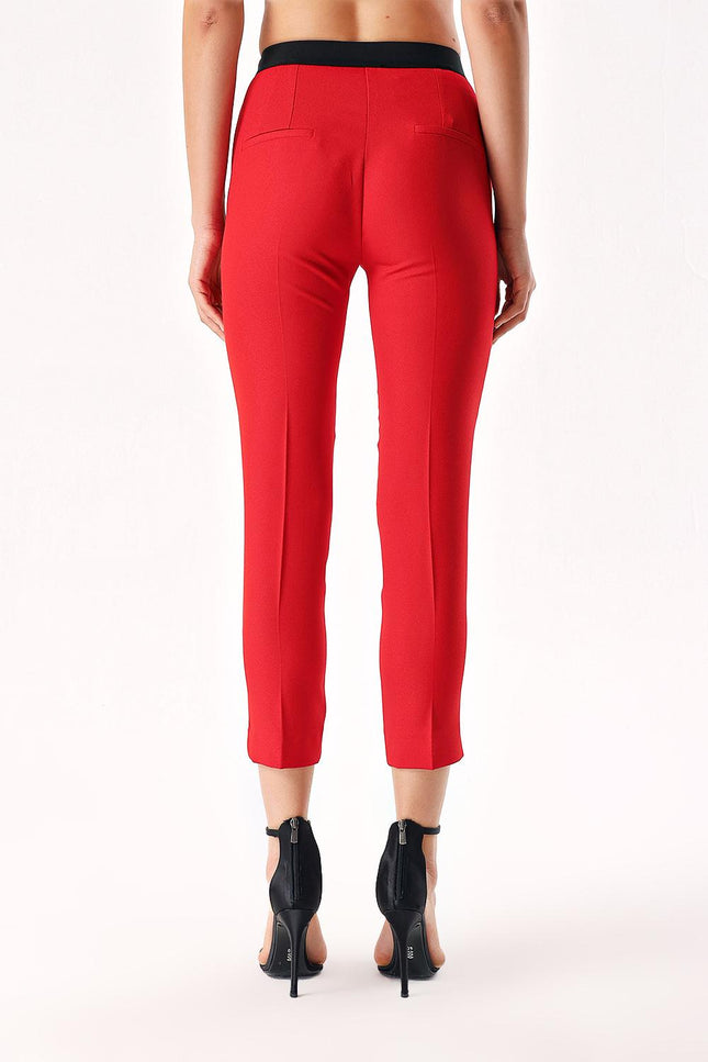 Red Five pocket  leg trousers 41643