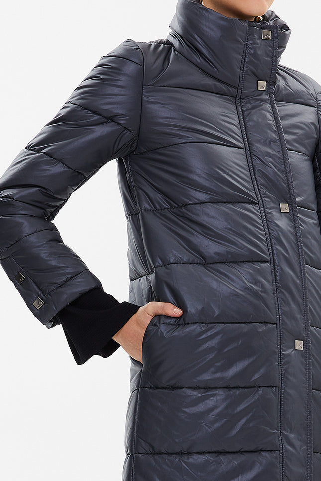 Gray Wide cut hooded down jacket 30406