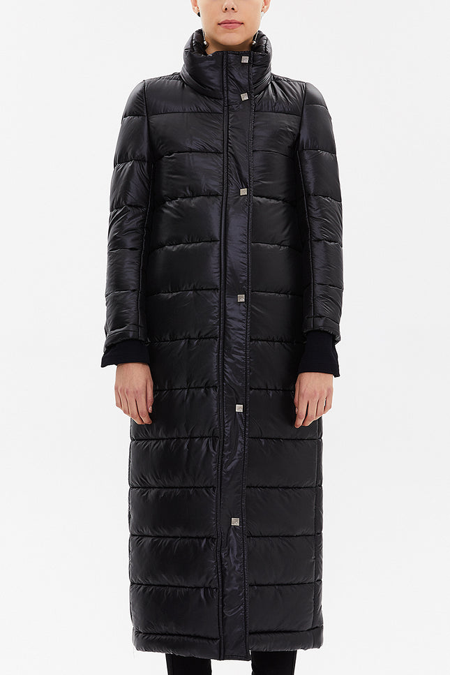 Black Wide cut hooded down jacket 30406