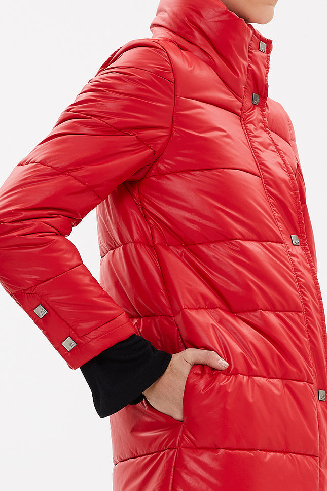 Red Wide cut hooded down jacket 30406