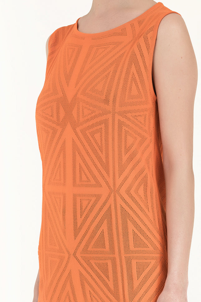Orange Printed woven  sleeveless blouse  28659