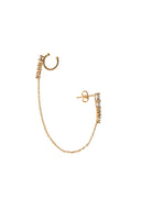 Altın Kristal taş ve zincir detaylı 925 ayar gümüş küpe 178