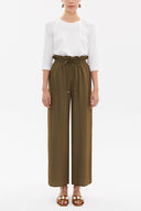 Haki Bol kesim beli lastikli pantolon 41369