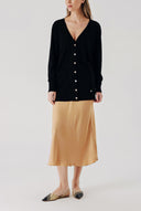 Siyah V yaka uzun yün triko hırka 28864