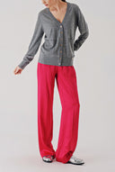 Gri V yaka yünlü uzun triko hırka 28867