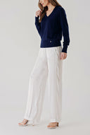 Lacivert V yaka yün triko kazak 28869