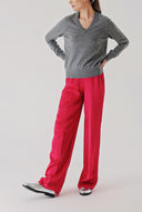 Gri V yaka yün triko kazak 28869