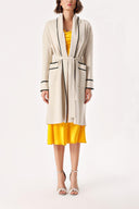 Bej-Siyah Kemerli uzun yün triko hırka 28874