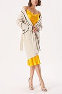 Bej-Siyah Kemerli uzun yün triko hırka 28874