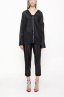 Siyah Oversize fermuarlı ceket 61155