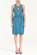 Beyaz Desen örgülü triko elbise 28034