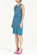 Beyaz Desen örgülü triko elbise 28034