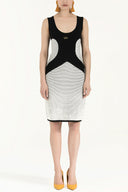 Beyaz Fitilli örgü triko elbise 28049