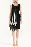 Siyah Şifonlu triko elbise 28054-A