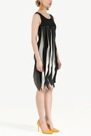 Siyah Şifonlu triko elbise 28054-A