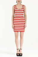 Mercan Desen örgülü yakası taşlı triko elbise 28061