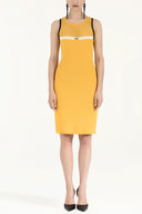 Sarı File örgülü triko elbise 28064