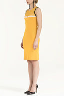 Sarı File örgülü triko elbise 28064