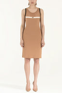 Bej File örgülü triko elbise 28064