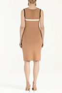 Bej File örgülü triko elbise 28064