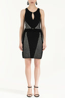 Siyah Desen örgülü triko elbise 28073