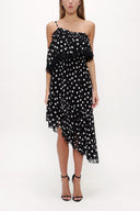 Siyah Kemerli ve dantelli straplez midi elbise 92315
