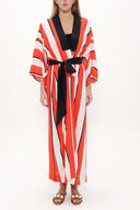 Kırmızı Kemerli uzun kimono elbise 92737