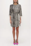 Leopar Tüylü ve yırtmaçlı mini elbise 93008