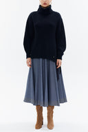 Lacivert Balıkçı yaka püskül detaylı triko kazak 19816