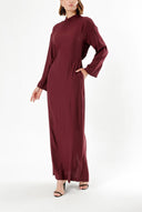 Bordo Fermuar detaylı elbise 93482