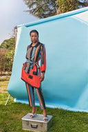 Desenli Ribanalı bol kesim gömlek elbise 93524