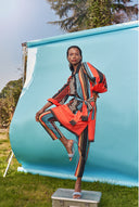 Desenli Ribanalı bol kesim gömlek elbise 93524