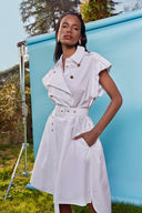 Beyaz Poplin gömlek elbise 93528