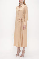 Bej Dantel detaylı gömlek elbise 93826