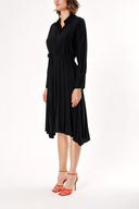 Siyah Bol kesim pili detaylı gömlek elbise 93828