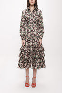 Kamuflaj Fırfırlı uzun gömlek elbise 93979