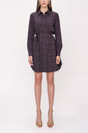 Siyah Mor Kemerli gömlek elbise 94006