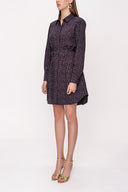 Siyah Mor Kemerli gömlek elbise 94006