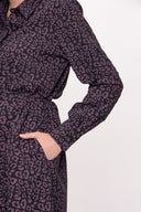 Siyah Mor Kemerli gömlek elbise 94006