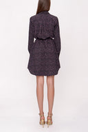 Siyah Mor Kemerli gömlek elbise 94006