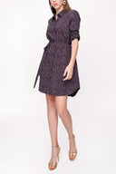 Siyah Mor Kemerli gömlek elbise 94006