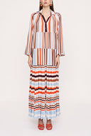 Çizgili Büzgülü bol kesim elbise 94033