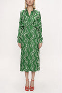 Yeşil Yarasa kollu gömlek elbise 94060