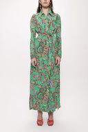 Yeşil Kolları büzgülü gömlek elbise 94170