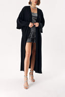 Siyah Balon kollu uzun kaftan 94208