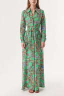 Yeşil Bol kesim gömlek elbise 94264