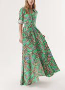 Yeşil Bol kesim gömlek elbise 94264