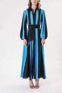 Siyah Mavi Kontrast renkli gömlek elbise 94302