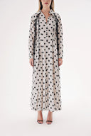 Puantiyeli Belden oturtmalı saçak detaylı gömlek elbise 94445