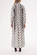 Puantiyeli Belden oturtmalı saçak detaylı gömlek elbise 94445